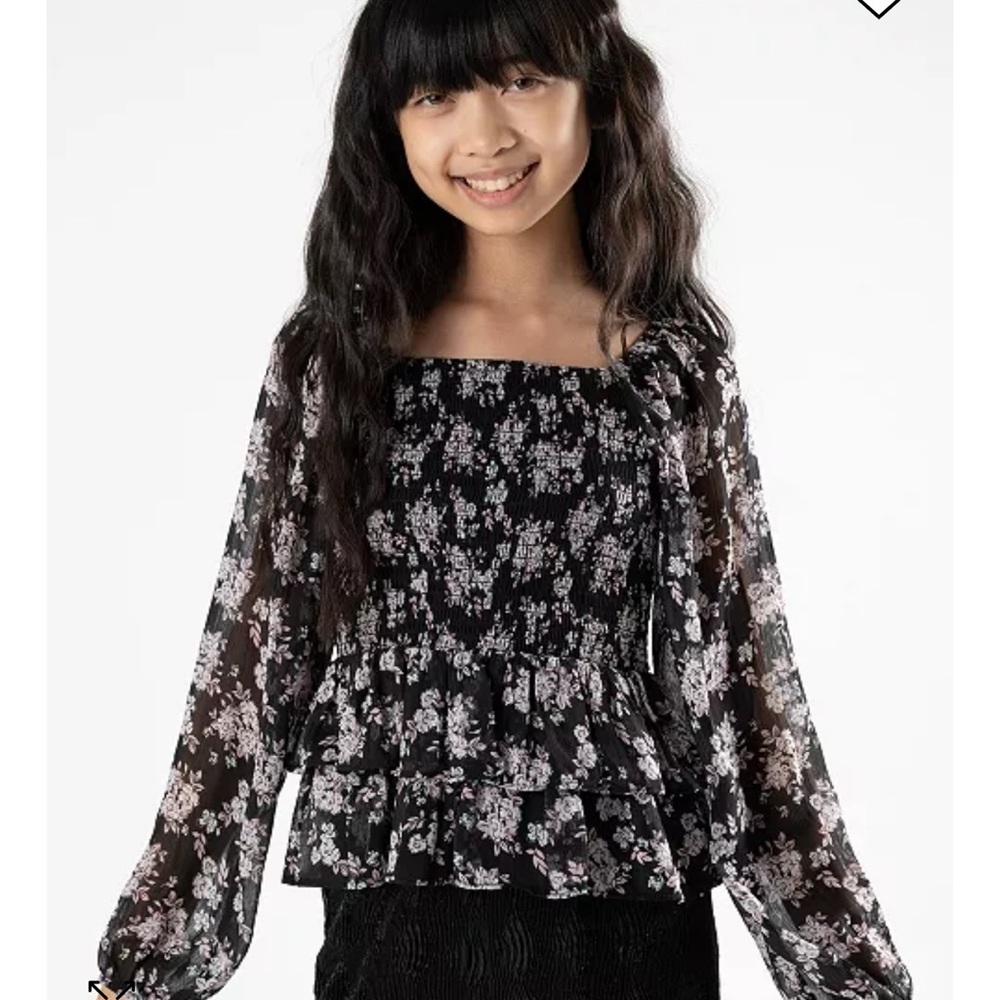 Stella 88 Big Girls Yoru Chiffon Babydoll Floral Top M new with tags